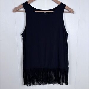 Mossimo Women's Size XS Top  Sleeveless Black Flapper Fringed‎ Hem